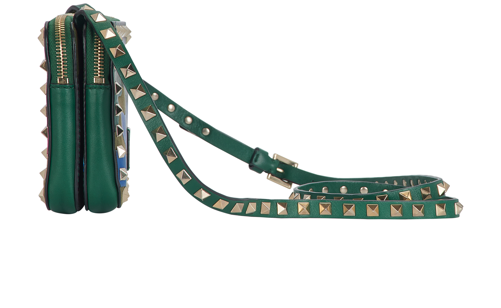 Camo Rockstud, &pound;250, Handbags, Black/Blue/Green/Purple, Canvas/Leather, Side view